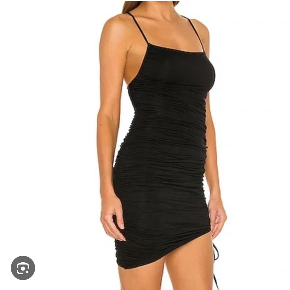 MAJORELLE Tan Ruched Mini Dress